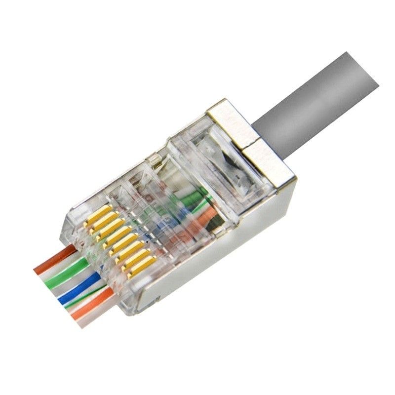 CAT6a doorsteek connector RJ45 pass through - shielded - voor soepele kern