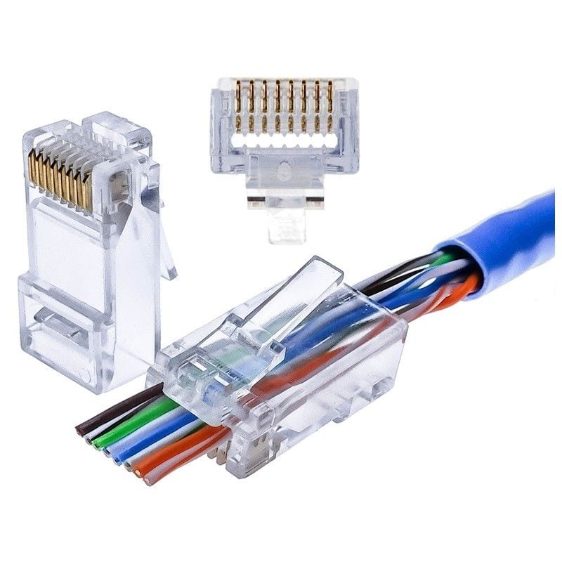 CAT5e doorsteek connector RJ45 pass through - unshielded - voor soepele en stugge kern